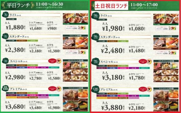 大丸札幌ブッフェ（THE BUFFET）の料金システム