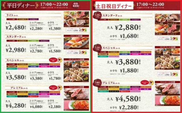 大丸札幌ブッフェ（THE BUFFET）の料金システム