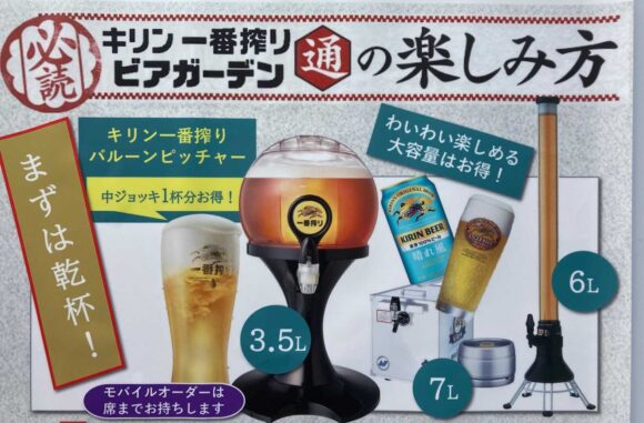 キリン 一番搾り ビアガーデン（大通公園7丁目）のビール料金